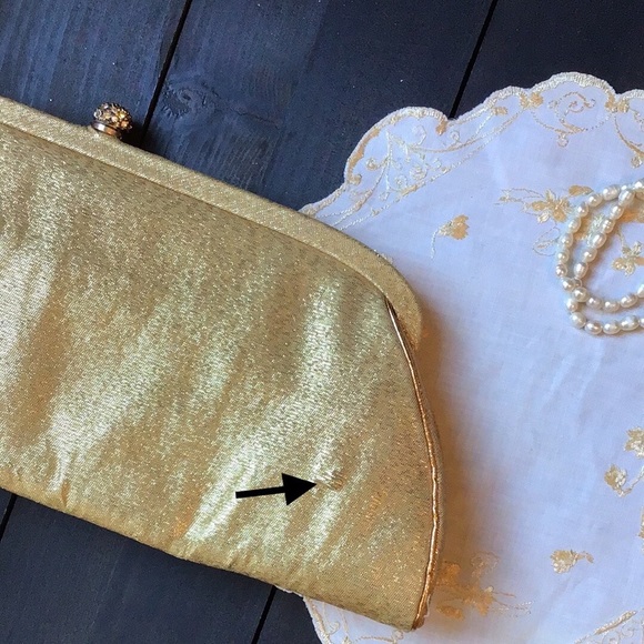 Vintage Harry Levine HL USA Gold Lame Clutch - Picture 5 of 5